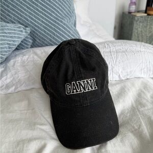 Ganni Classic Black Cap with Logo